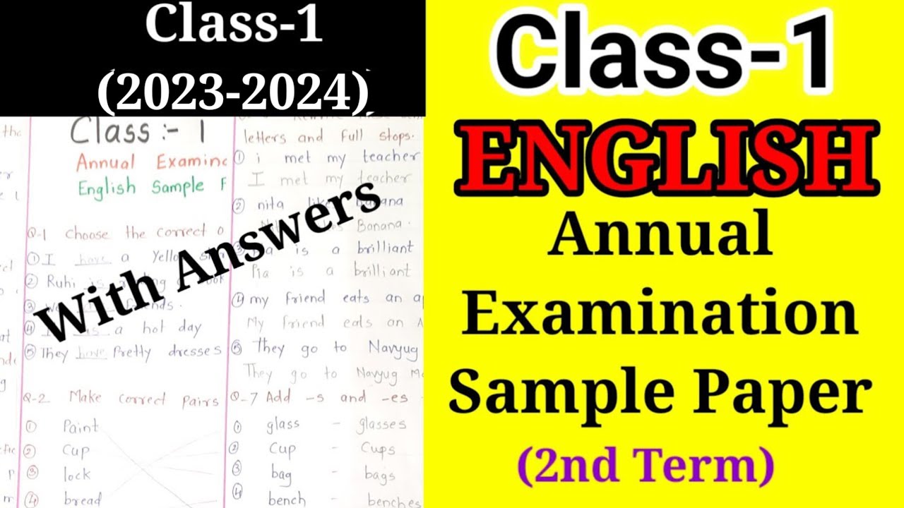 Class-1 Annual Examination ENGLISH Sample Paper | Class-1 2nd Term Question Paper |