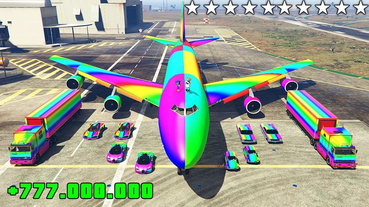 ROB&Eacute; COCHES ARCO&Iacute;RIS VALORADOS EN 777.000.000$ CON SONIC DE LA VIDA REAL EN GTA 5