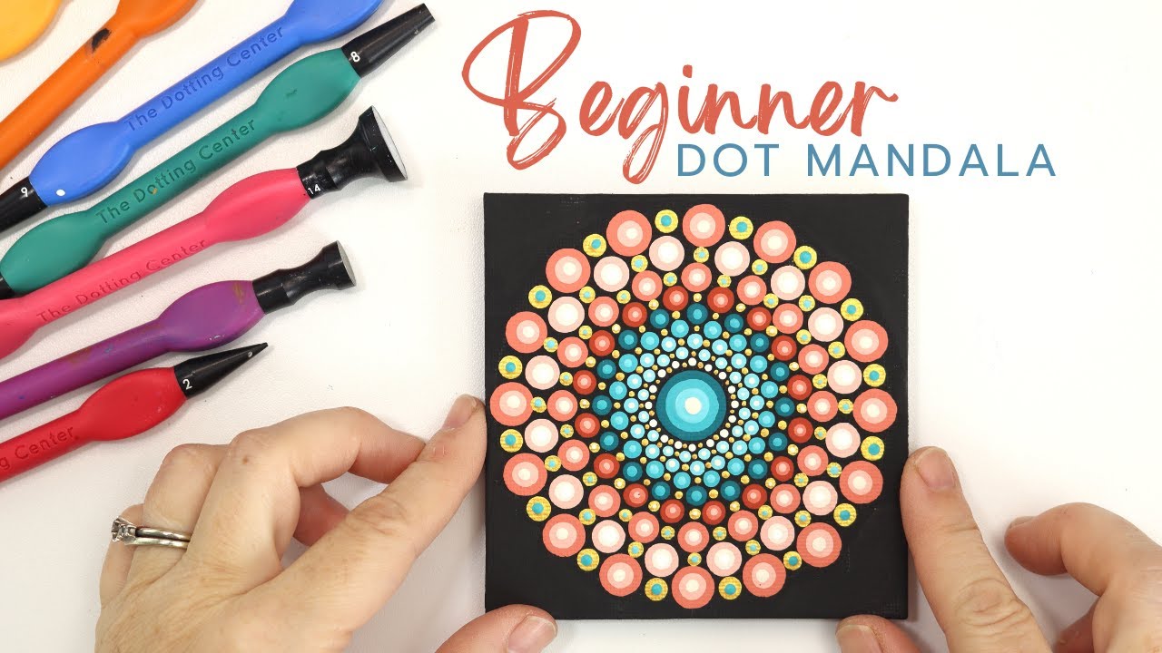 EASY Beginner Dot Mandala Tutorial - How to paint a dot mandala for Beginners