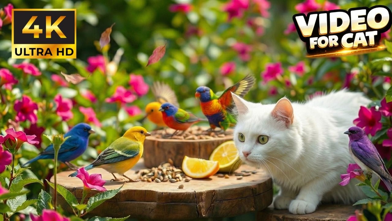 Cat TV 😺 Singing Birds & Playful Squirrels for Bored Cats 🐿 4K Cat Games