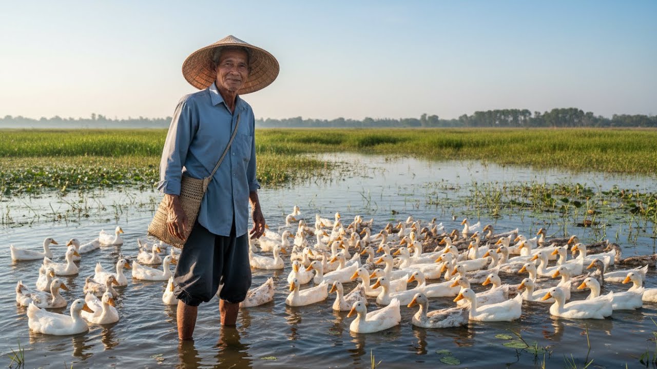 Inside a Thai Duck Farm: Traditional Duck Farming, Daily Routines & Egg Collection