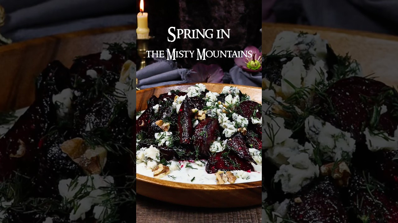 Spring in the Misty Mountains⛰️Roasted Beets with Honey Dill Vinaigrette, Blue Cheese and Walnuts