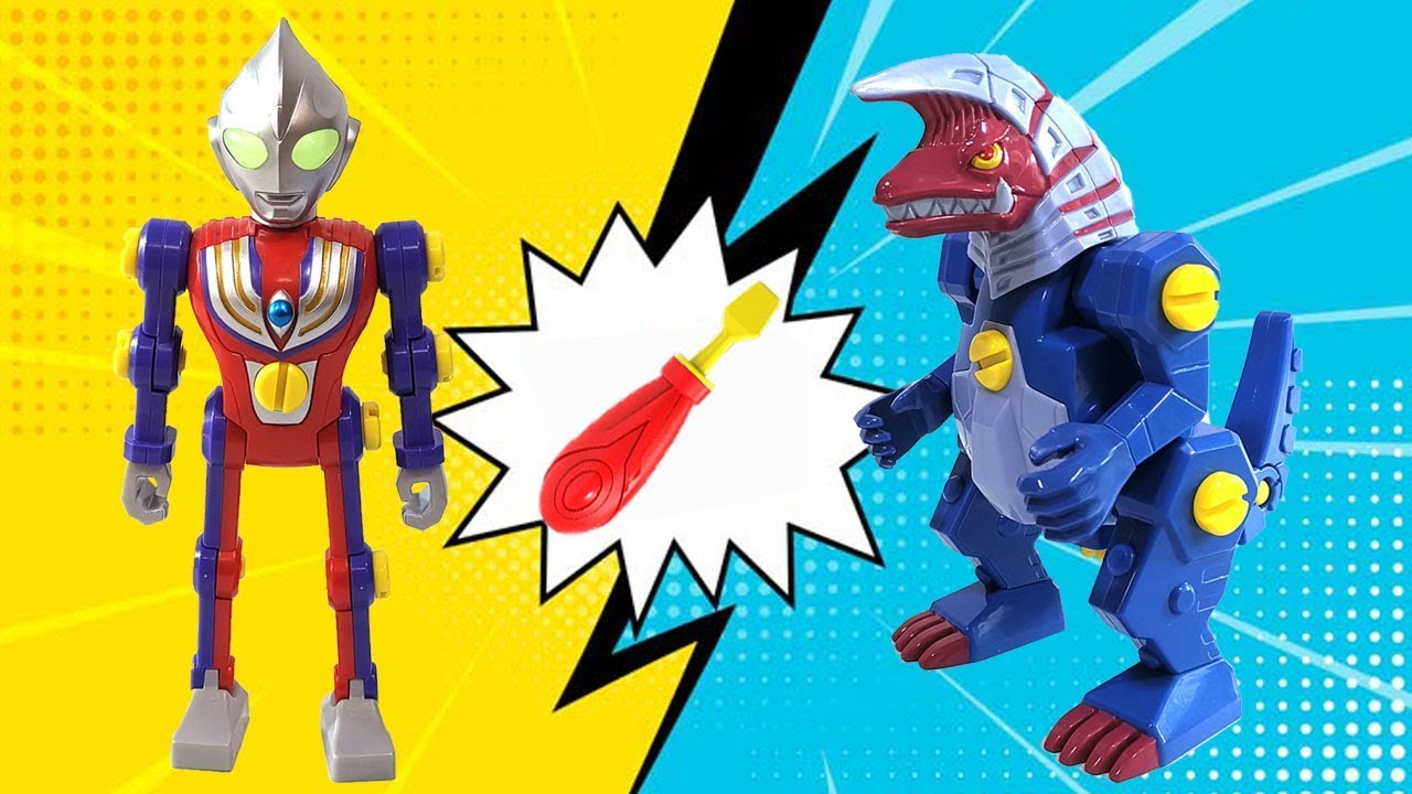 Ultraman Tiga & Kaiju Golza Monster DIY Toy Robot Kit Unboxing Review ウルトラマンティガ & ゴルザ ロボット おもちゃ