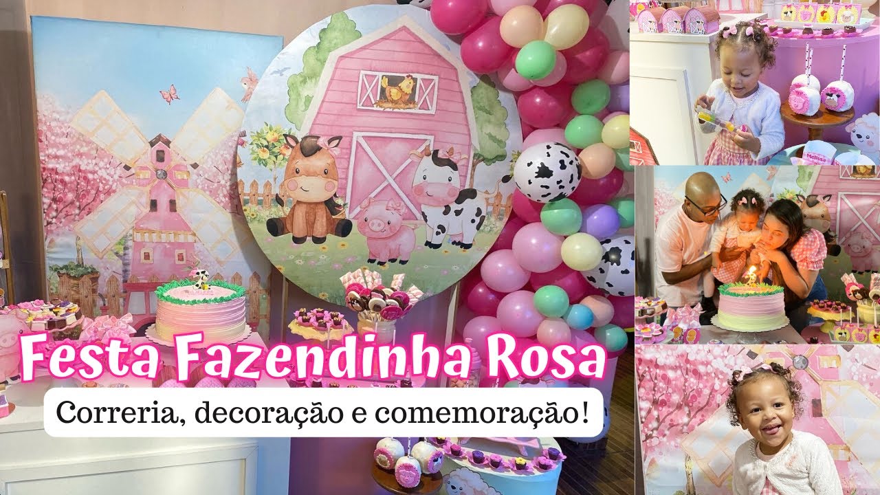 🐣 FESTA FAZENDINHA ROSA • Montamos a decoração e mostramos a comemoração - Melissa 2 aninhos! 💖