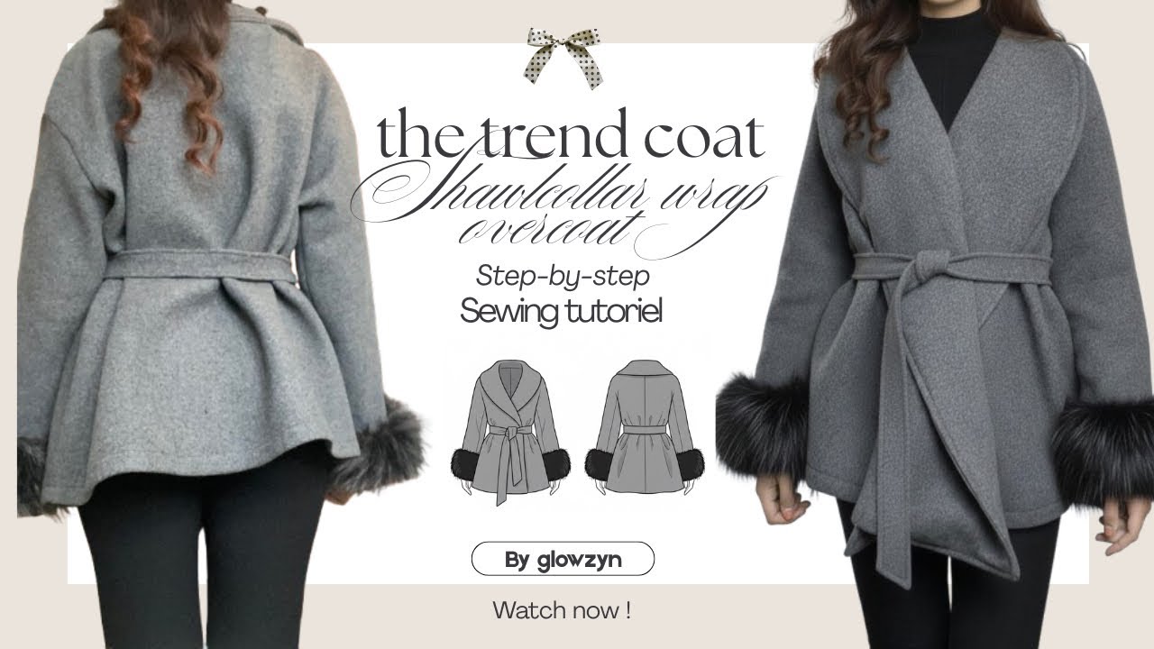 How to Sew a Shawl Collar Wrap Coat 𐙚⋆°｡⋆♡ Step-by-Step Sewing Tutorial 
