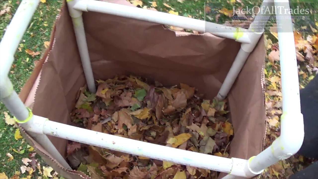 Recycle leaf bag holder for hands free filling mod of original design