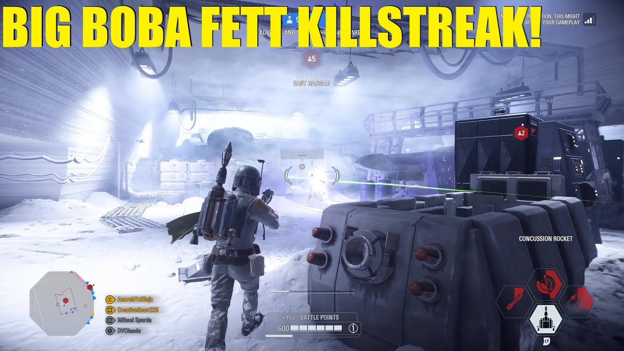 BIG Boba Fett Killstreak with really close ending! - Star Wars Battlefront 2