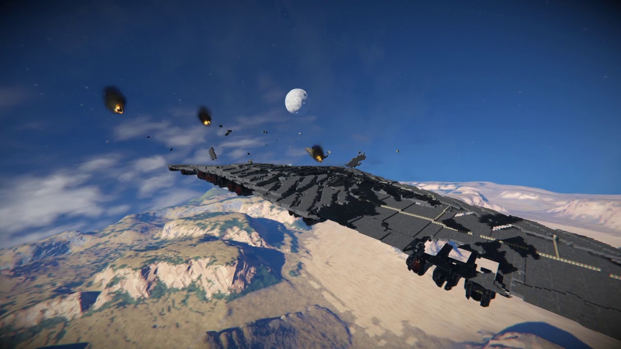 Space Engineers Crash & Burn - Star Wars: The Supremacy vs. Aerodynamic Physics & Deadly Reentry Mod