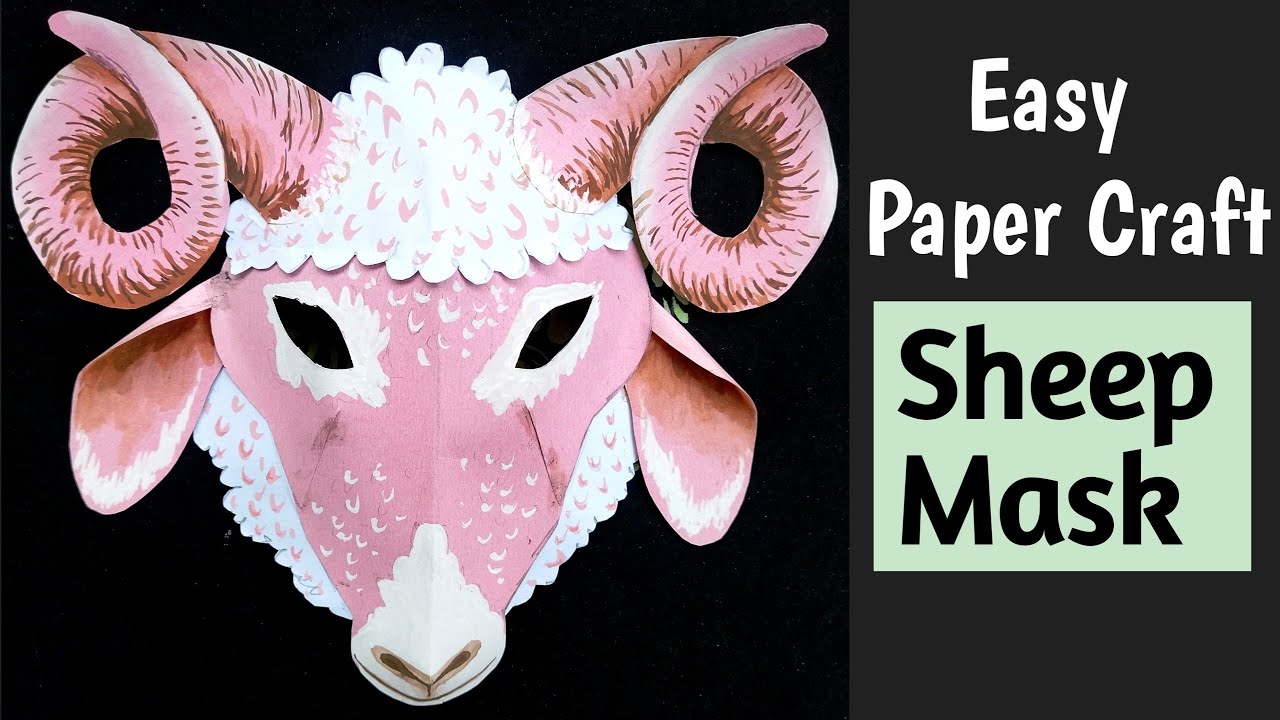 Sheep Mask. Lamb Mask. Ram Mask. Sheep Mask Craft. School Craft Project. #animal_mask #ckart_design