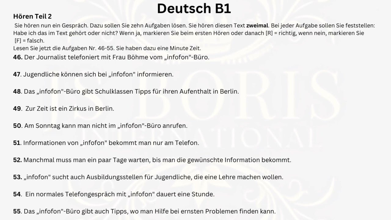 2024-2025 Latest Telc B1 new Pattern B1 Hören | Modalltes 6| #telcprufüng #B1 Übungstest#TelcB1Hören