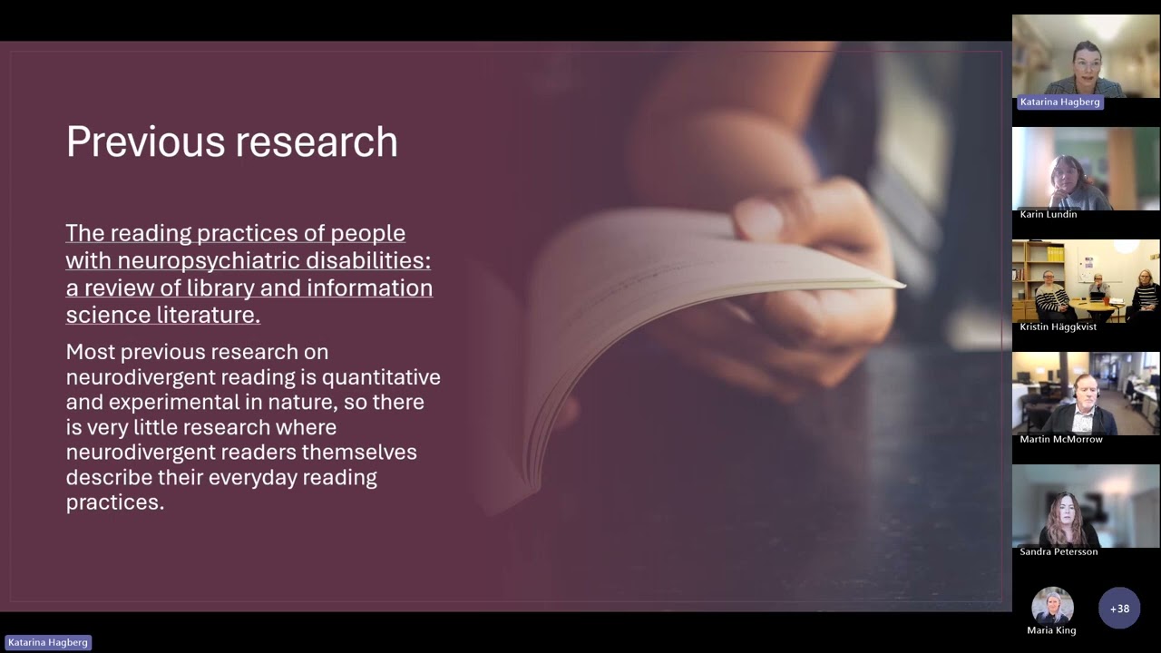 Katarina Hagberg and Karin Lund discussing their research on Neurodivergent Reading Practices