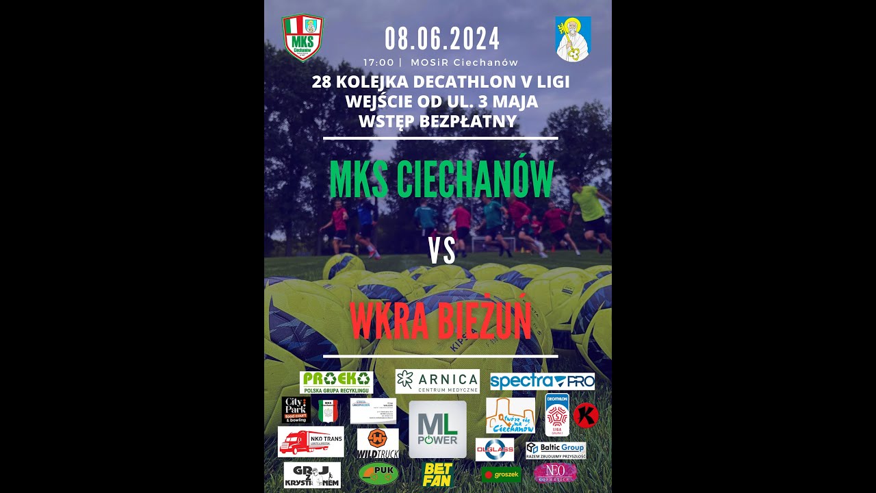 LIVE: MKS Ciechanów - MKS Wkra Bieżuń (08.06.2024 godz. 