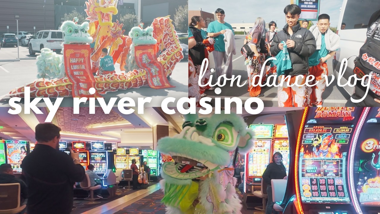 come lion dance with me at sky river casino | lunar new year | elk grove vlog
