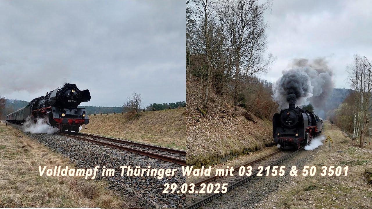 Volldampf im Thüringer Wald mit 03 2155 & 50 3501 29.03.2025 (4K)