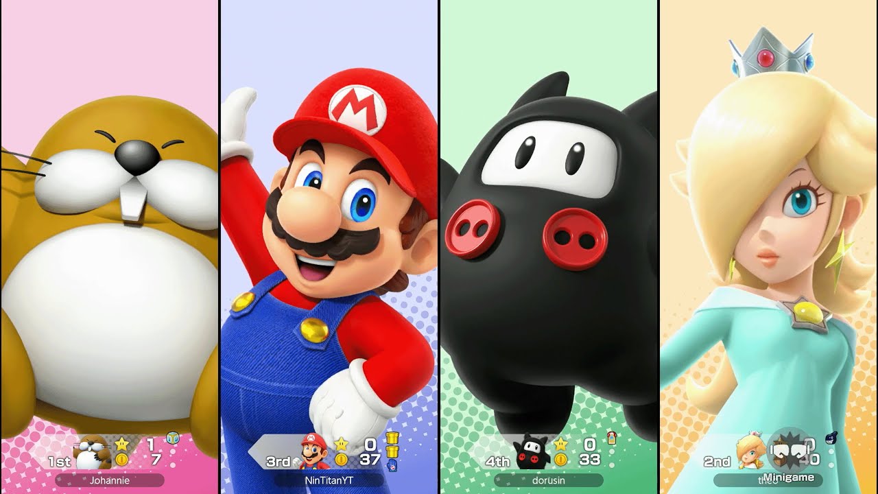 Super Mario Party Jamboree - Mario vs Rosalina vs Monty Mole vs Ninji - Mega Wiggler's Tree Party