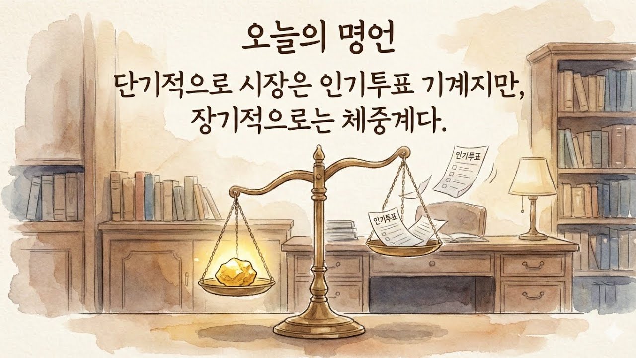 오늘의 명언: 단기적으로 시장은 인기투표 기계지만, 장기적으로는 체중계다! #오늘의명언 #명언 #명언모음 #인생명언 #인생조언 