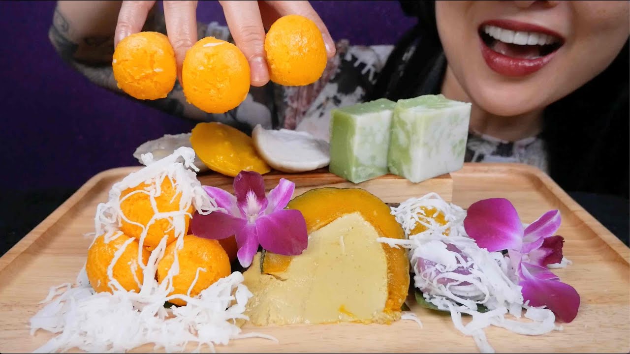 THAI DESSERT (FLUFFY CAKE, JELLO, COCONUT CAKE) ASMR EATING SOUNDS | NO TALKING | SAS-ASMR