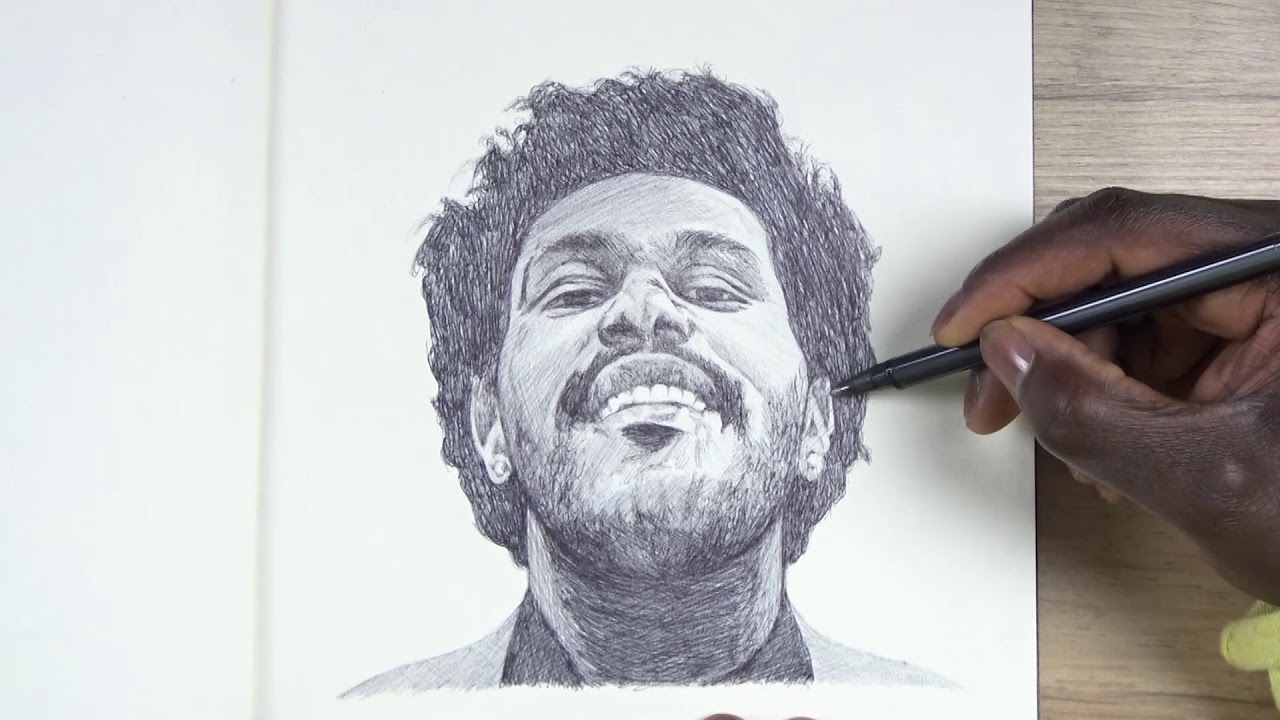 Drawing THE WEEKND - Ballpoint Pen | DeMoose Art