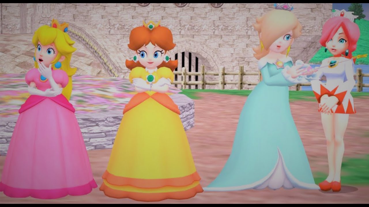 💖(MMDXMARIO)Princess Peach,Daisy,Rosalina and White Mage dance to - Rockabye💖