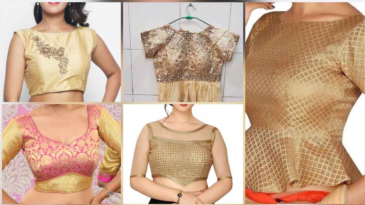 Latest & Trendy Golden Blouse Design/Most Beautiful Classy & Designer Golden Blouse Design