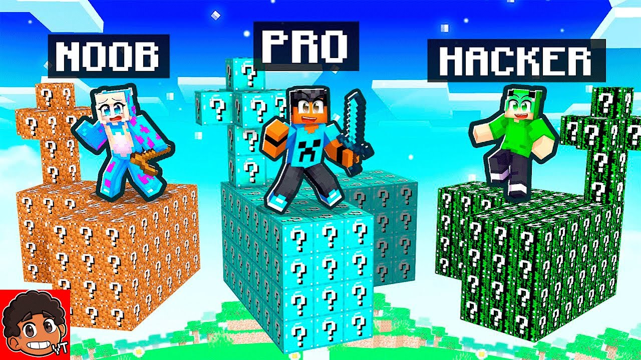 ILHA LUCKY BLOCK de NOOB vs PRO vs HACKER!