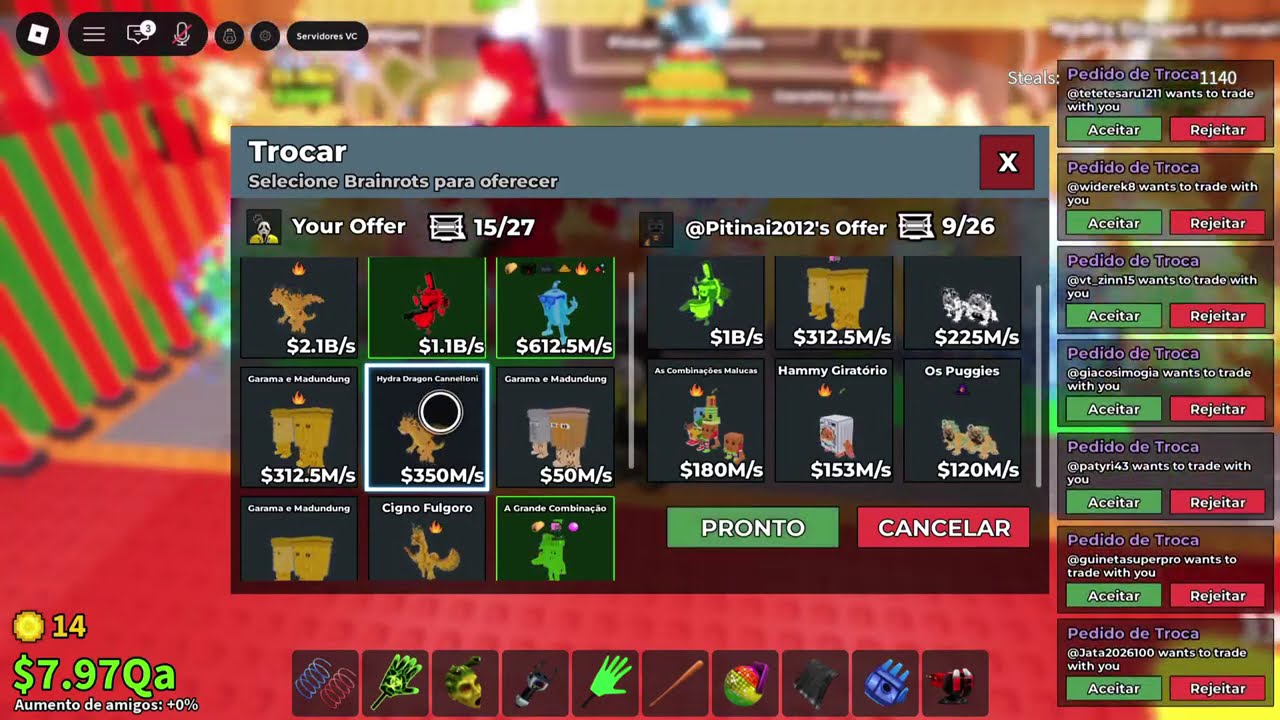 Roube um Brainrot 😂 TRADE na maquina