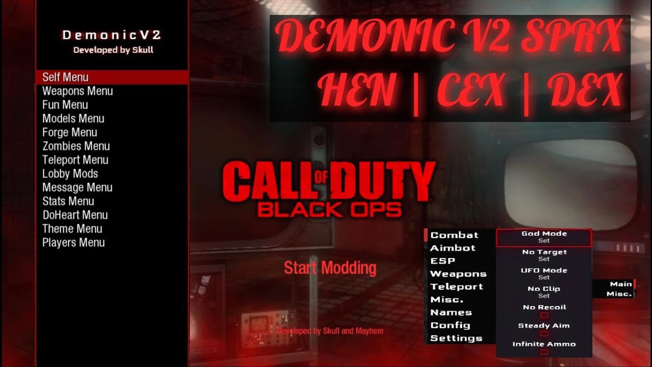 BO1 Zombies [SPRX] Demonic V2 - All Client and Non host Menu