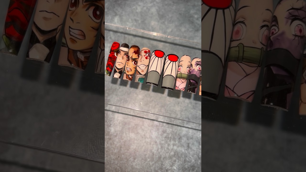 👺𝑫𝑬𝑴𝑶𝑵 𝑺𝑳𝑨𝒀𝑬𝑹 👺 Custom order! #nailart #nails #anime #demonslayer #manga #pressonnails