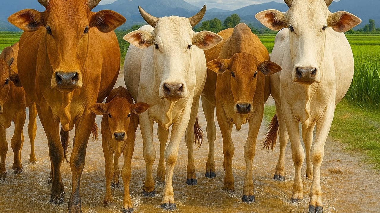 Vidio Menggembala Sapi-Sapi Jinak Berjalan Serentak Menuju Padang Rumput Hijau || Suasana Alam indah