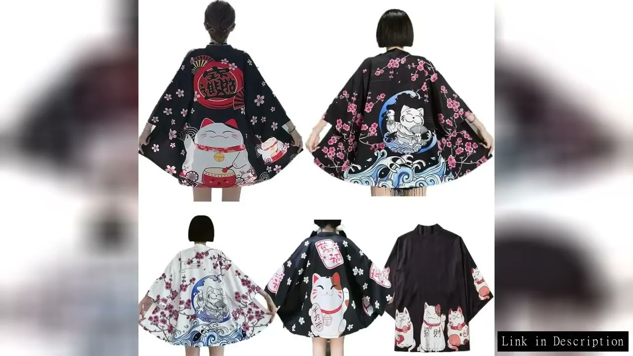Short Sleeve T-shirt Japanese Men and Women Printed Cat Kimono, Asian Traditional Clothing, Harajuku