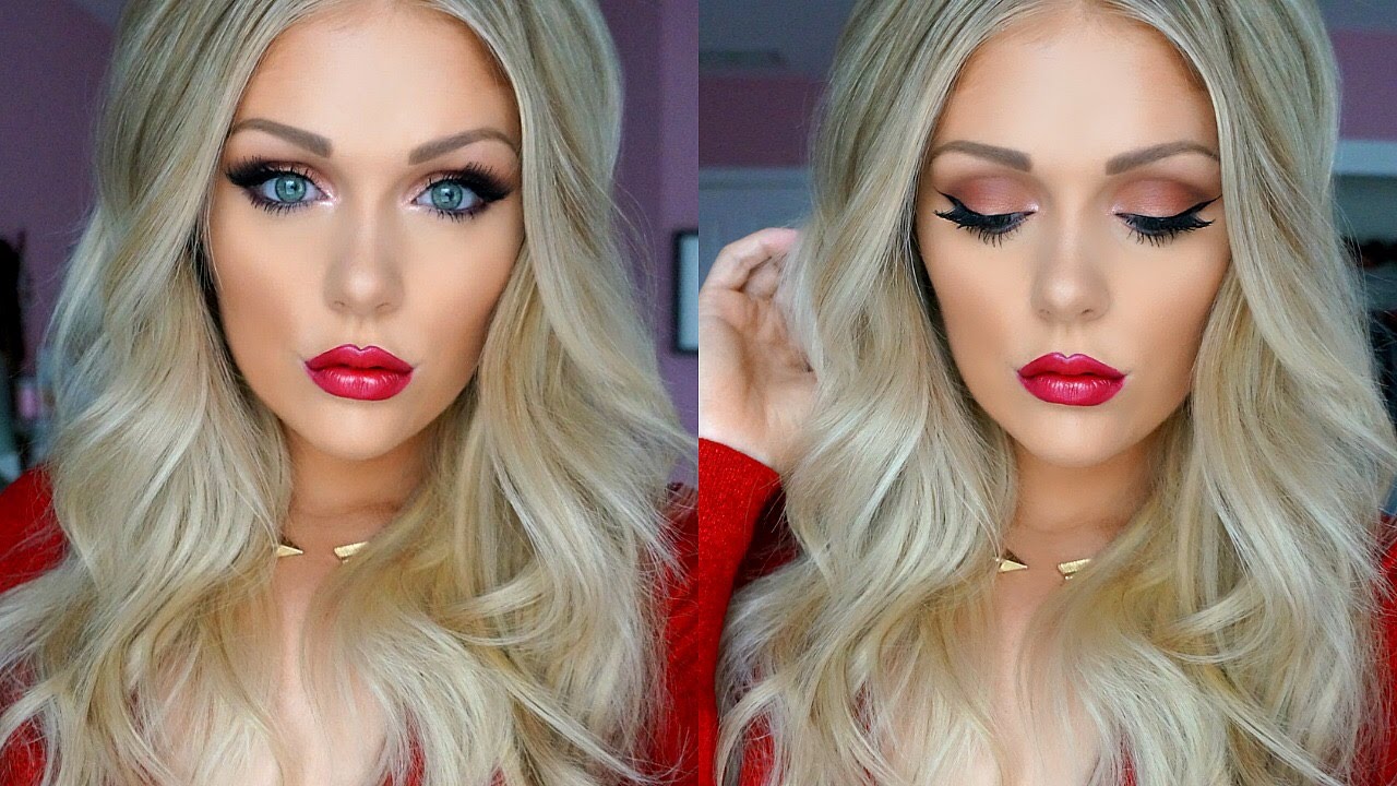 Warm Smokey Eye & Red Lips Makeup Tutorial
