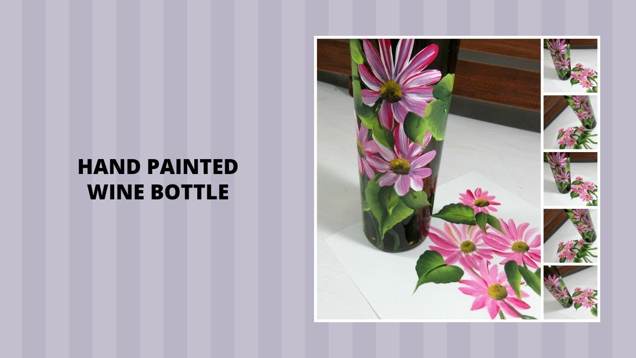 HAND PAINTED WINE BOTTLE | Recycling Wine Bottle Tutorial | Painting | Aressa1 | 2019