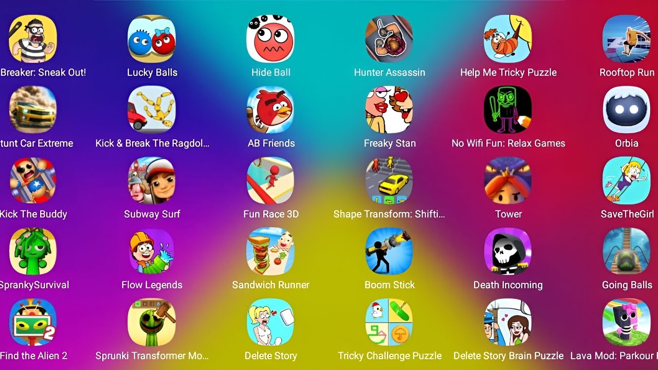 Hide Ball, Sprunki Transformation Monster, Kick & Break, Jail Breaker, Thief Puzzle, 