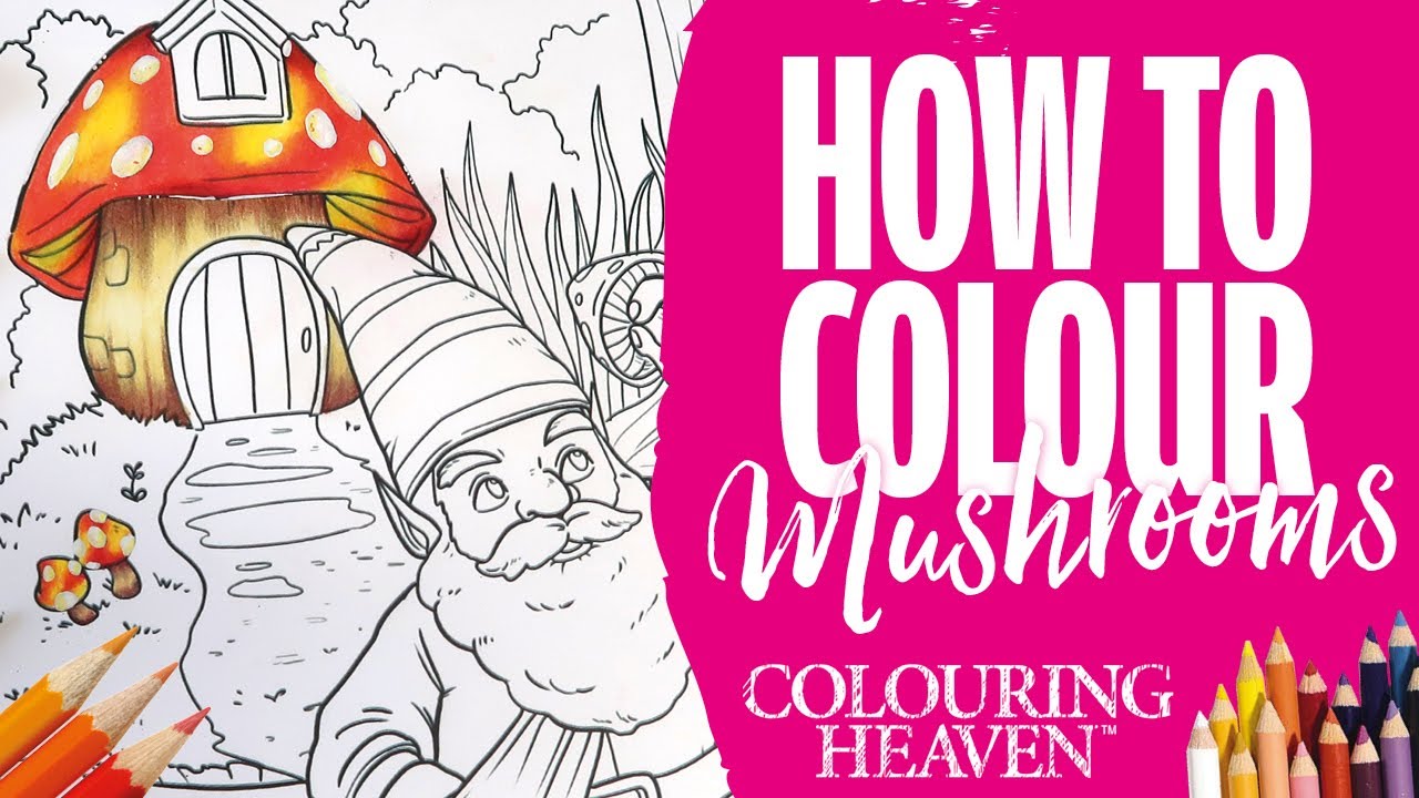 How to Colour Red MUSHROOMS with Faber-Castell Colouring Pencils | Garden Gnomes Colouring Tutorial