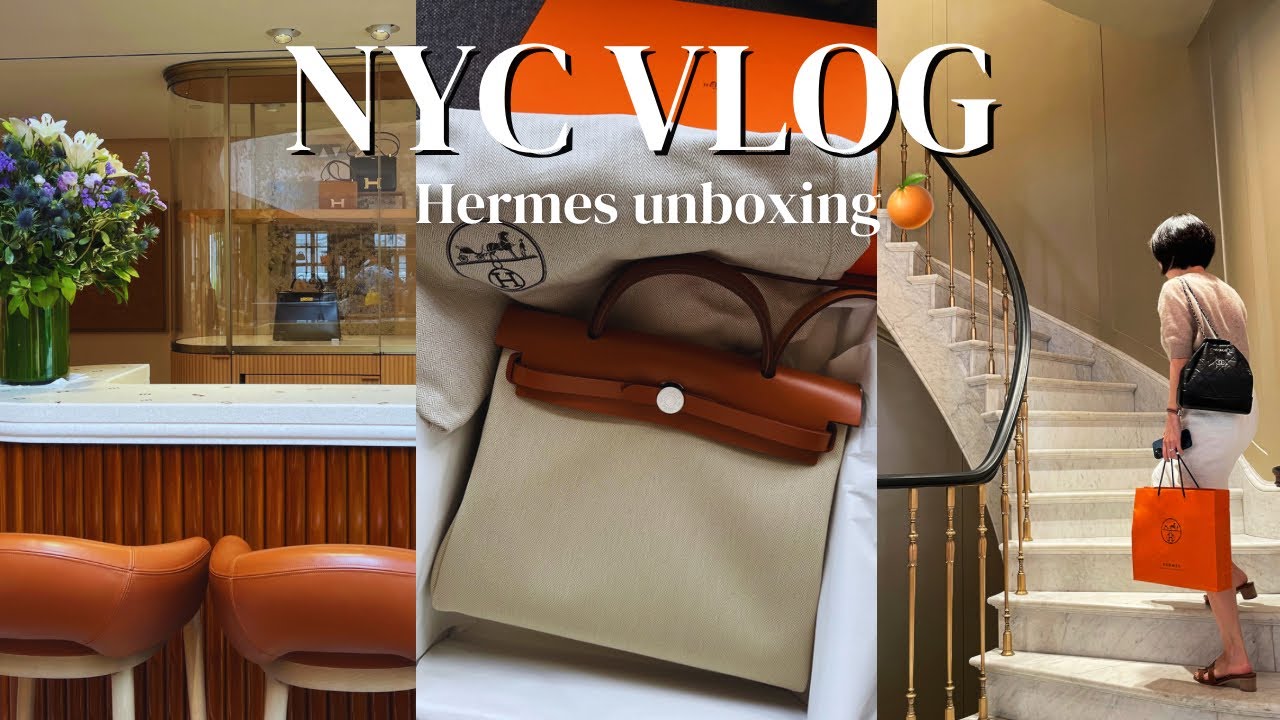 Eng sub) NYC Vlog🗽| Hermes shopping and unboxing 🍊| Herbag Zip 31 & Santorini | 뉴욕 파스타 맛집 marea🍝
