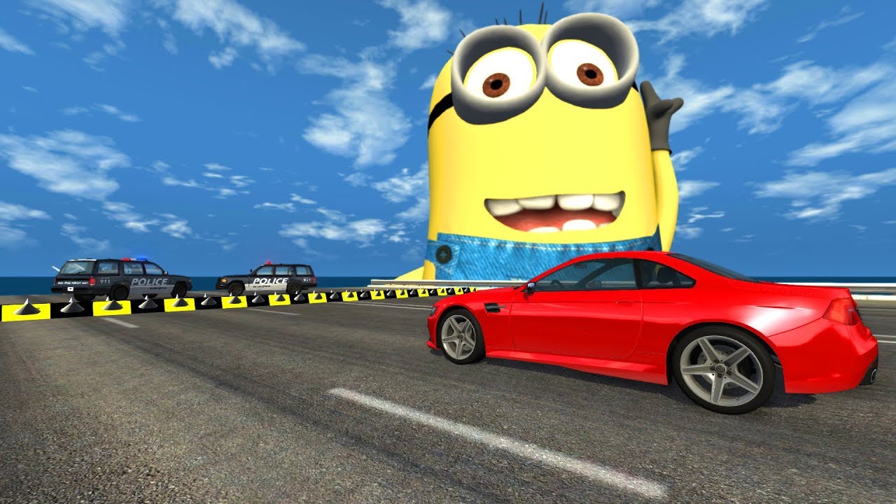Spike Strip High Speed Epic Crashes #2 - BeamNG.Drive(Giant Minion)
