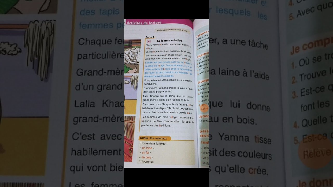 activités de lecture : la femme créative / page : 124 / l'oasis des mots