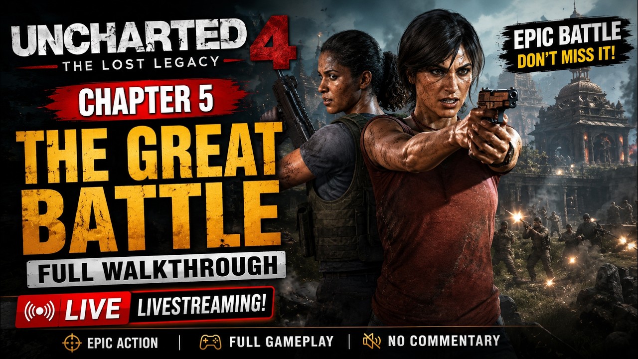 Uncharted 4: The Lost Legacy Chapter 5 – Epic 'Great Battle' Full Walkthrough Livestreaming |!