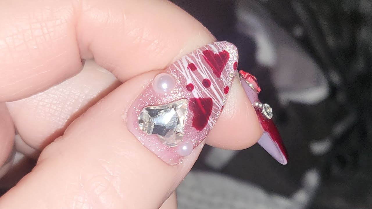 Day 5 of 14, easy Valentine's Day nails (full hand) #nailinspo #nailinspo2026 #diynails 