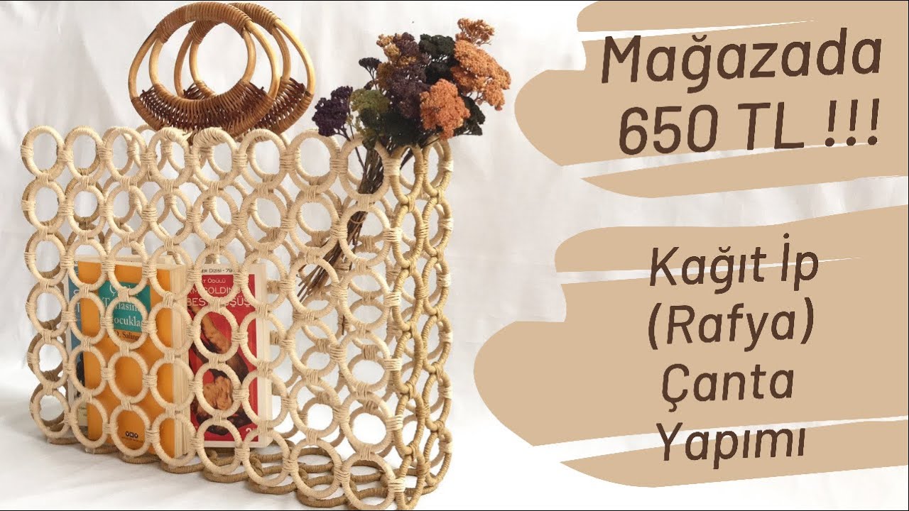 Plaj Çantanı Kendin Yap 🌸 Kağıt İpten Çanta Yapımı / Hasır Çanta Yapımı / Rafya Çanta Yapımı