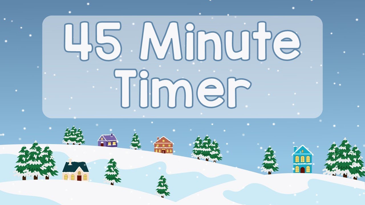 45 Minute Timer - Snowy Winter Village Scene - Chill Timer - Calm Ending Chime - No Music - Simple
