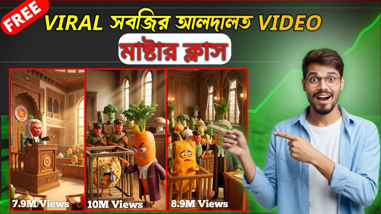 AI দিয়ে Viral সবজির আদালত Video বানানোর Tutorial 🔥 |Viral সবজি Court Video Editing