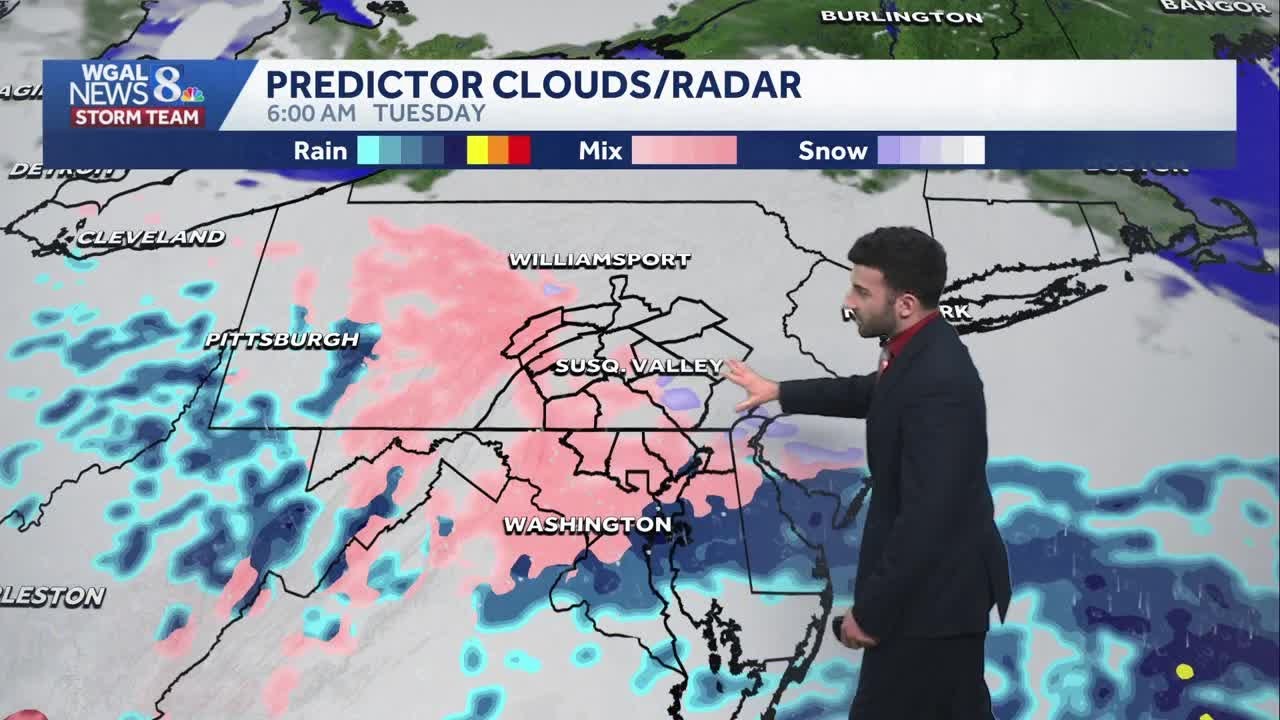 Wintry mix Tuesday; moderating temperature trend late week