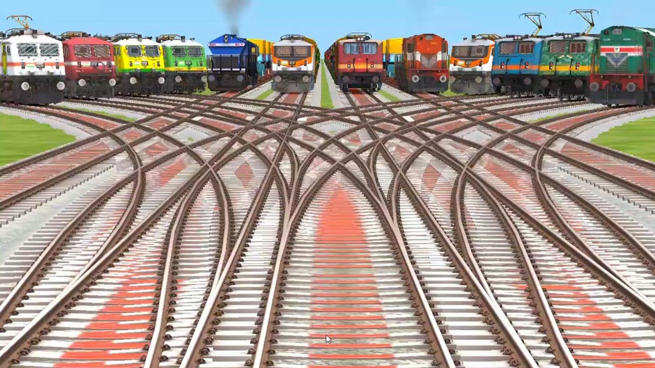 Indian Locomotive village in crossing in city route green ground track new all trains classic world
