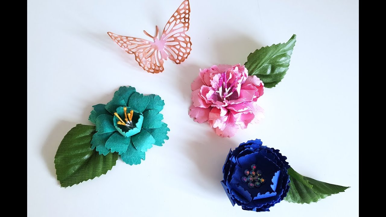 TUTORIAL 3 FLORES CON UN SOLO TROQUEL,SCRAPBOOKING FLOWERS