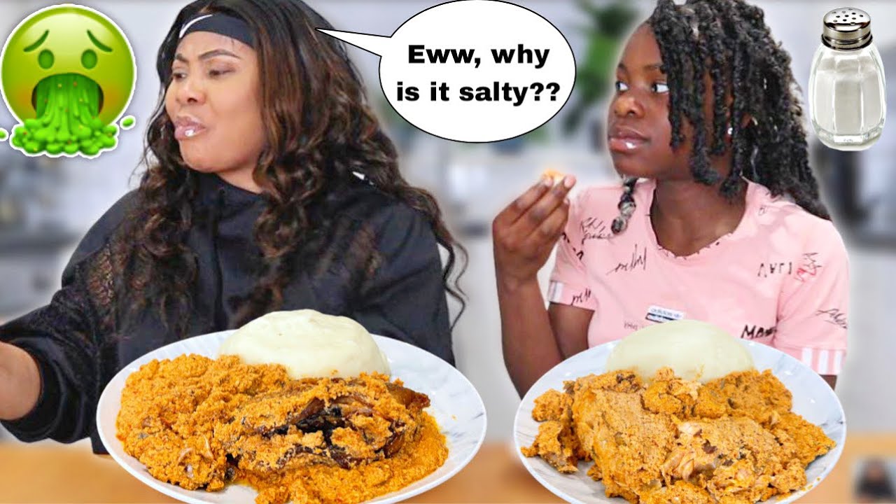 I ADDED SALT 🧂 ON MY MUMS FOOD TO SEE HER REACTION *BAD IDEA* (Fufu and egusi soup with fish)