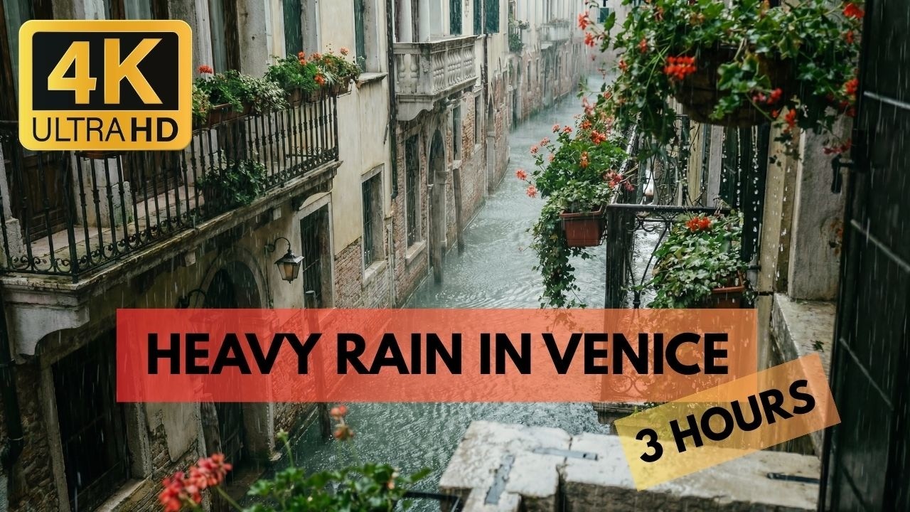 3 Hours Heavy Rain in a Venice Canal 🌧️ Relaxing ASMR Rain Sounds for Deep Sleep