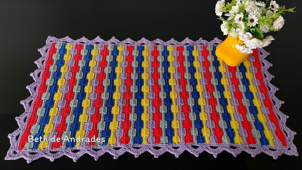 Tapete de crochê dupla face com sobras de barbante🧶