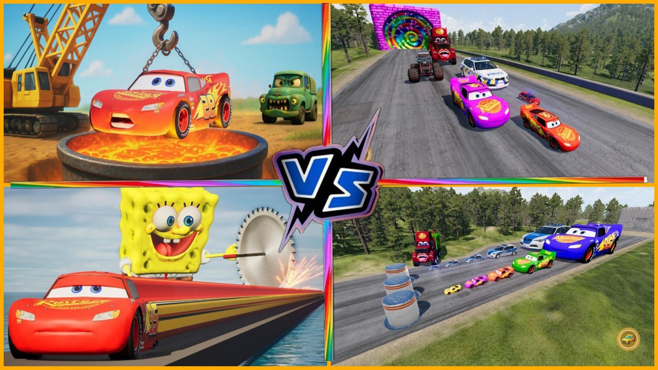 CARS BATTLE: Giant McQueen vs Monsters! 🏎️👹