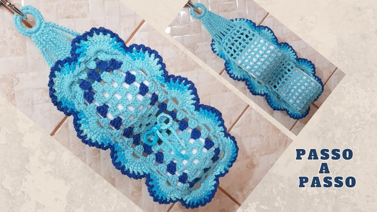 Porta papel higiênico de crochê do Jogo de banheiro Delicado [Passo a passo]